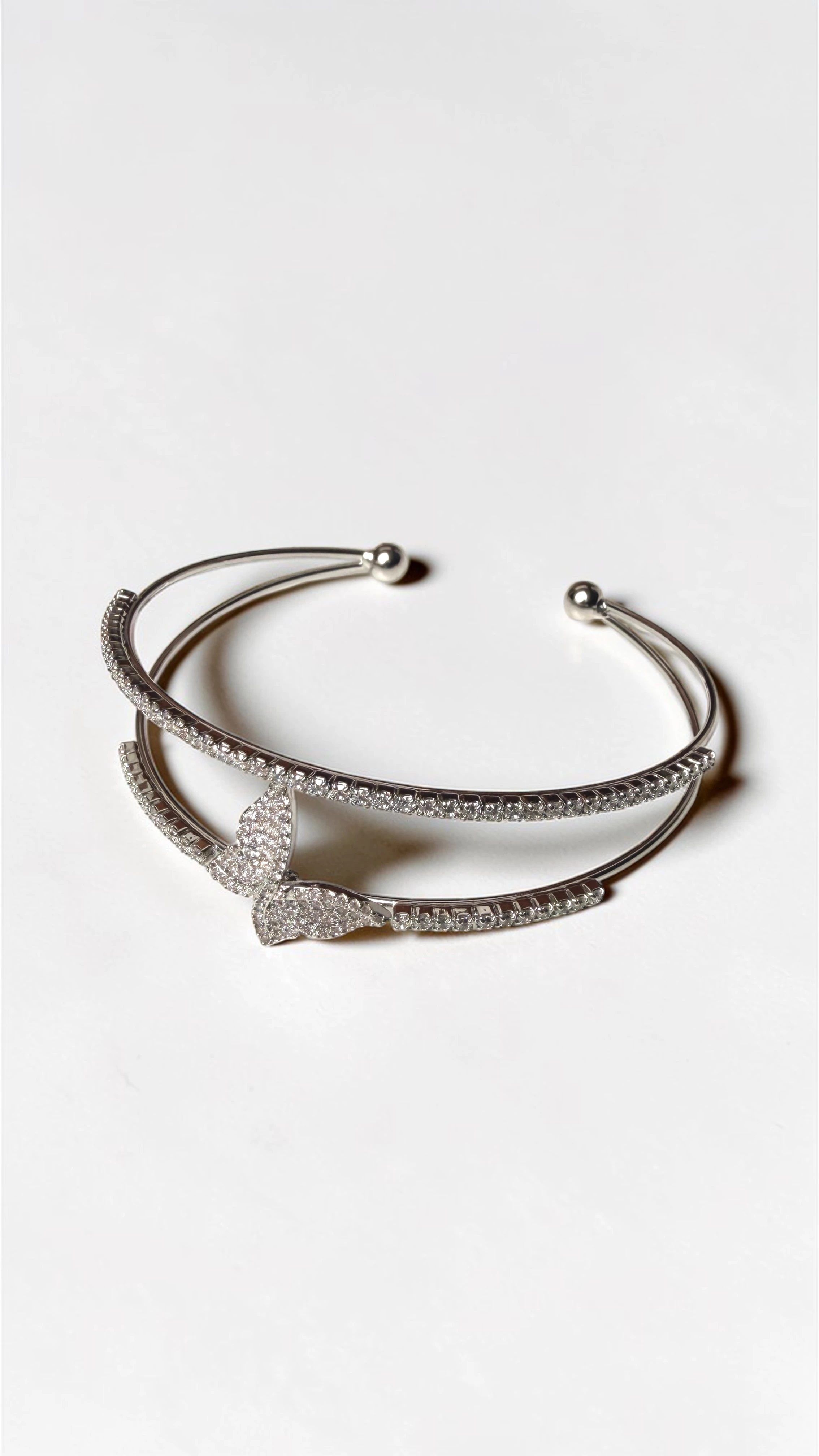 Bracelet Papillon brillant en laiton plaqué rhodium