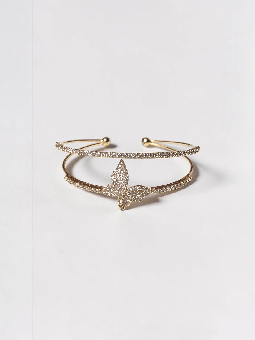 Bracelet Papillon brillant en laiton plaqué rhodium