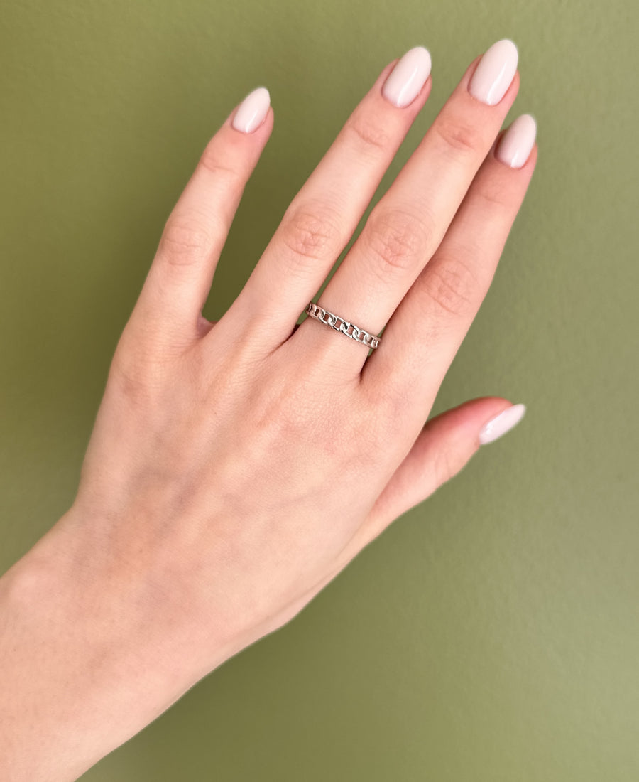 Bague chaîne fine en acier inoxydable - Aura