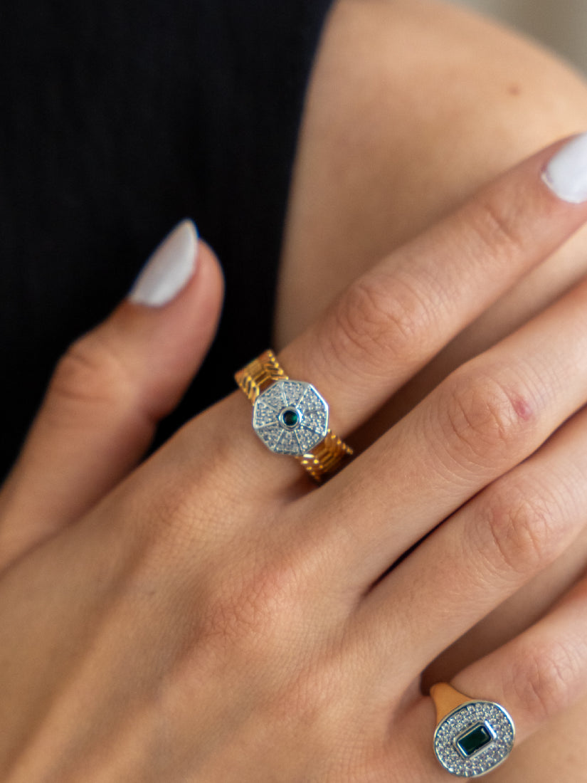 Bague Aurore en acier inoxydable doré