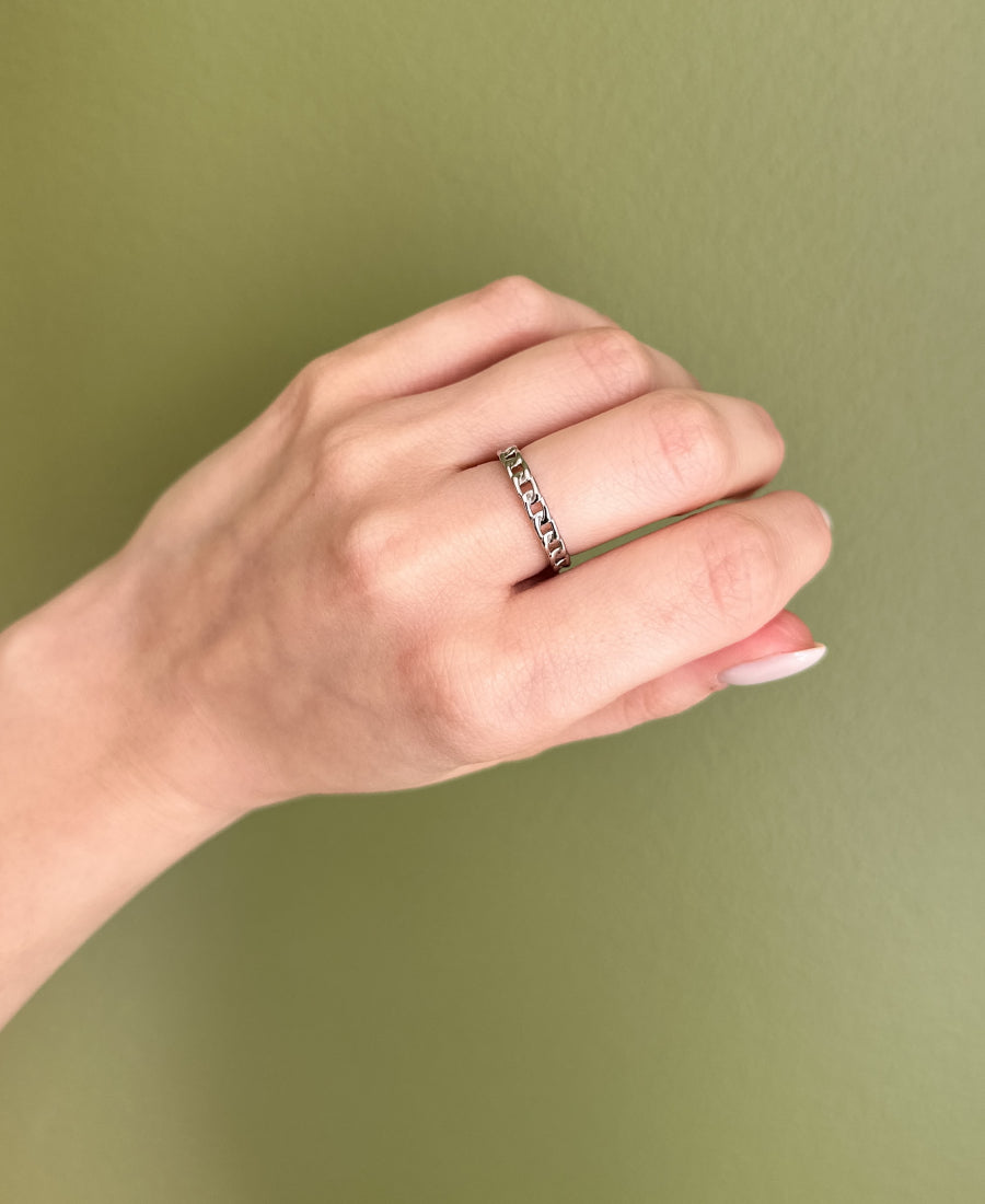 Bague chaîne fine en acier inoxydable - Aura