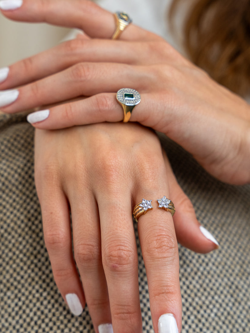 Bague Etoile dorée avec zircons