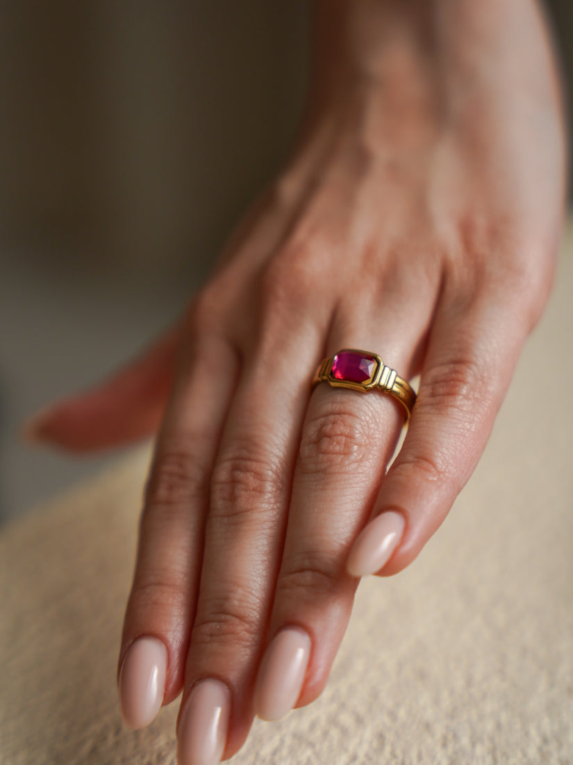 Bague Zélie en pierre colorée
