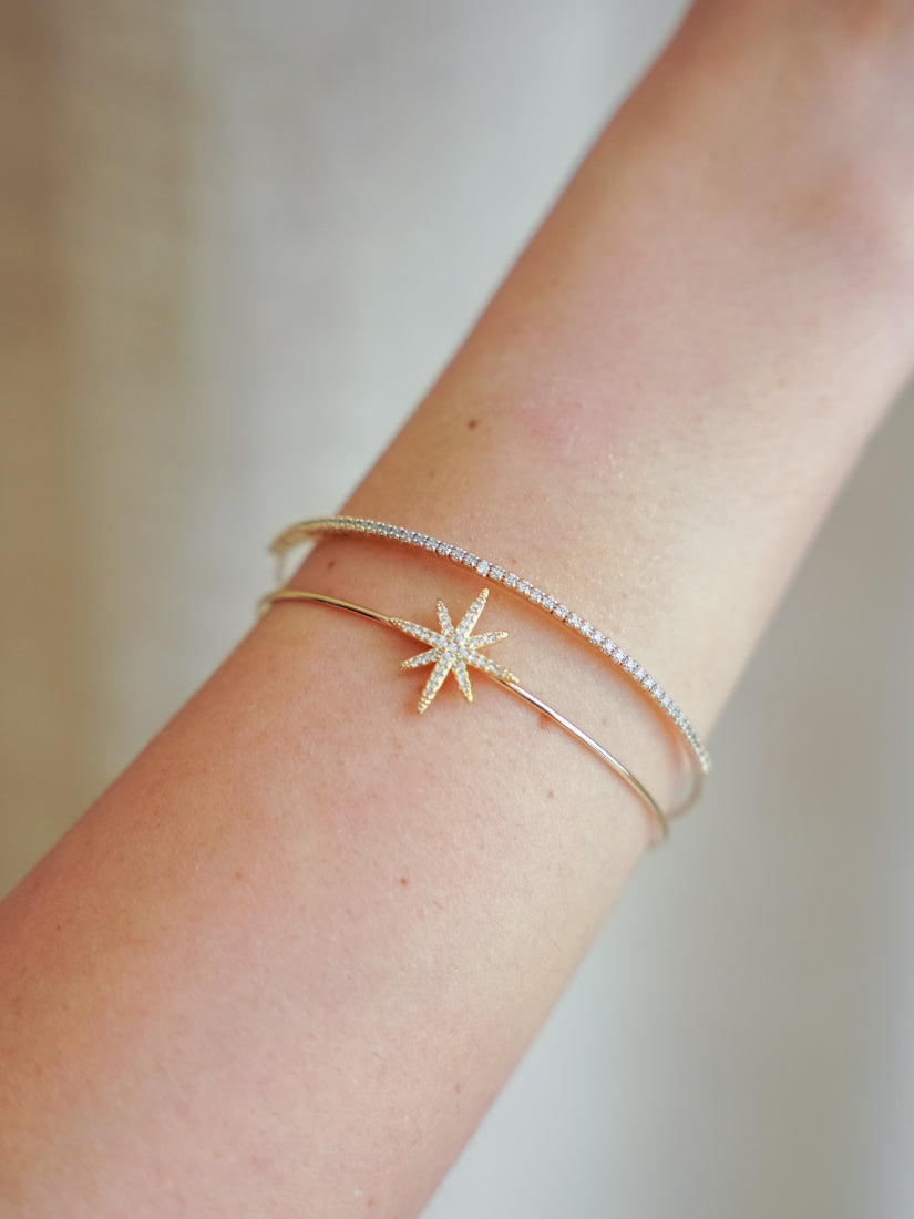 Bracelet Étoile – en laiton plaqué rhodium et zirconium