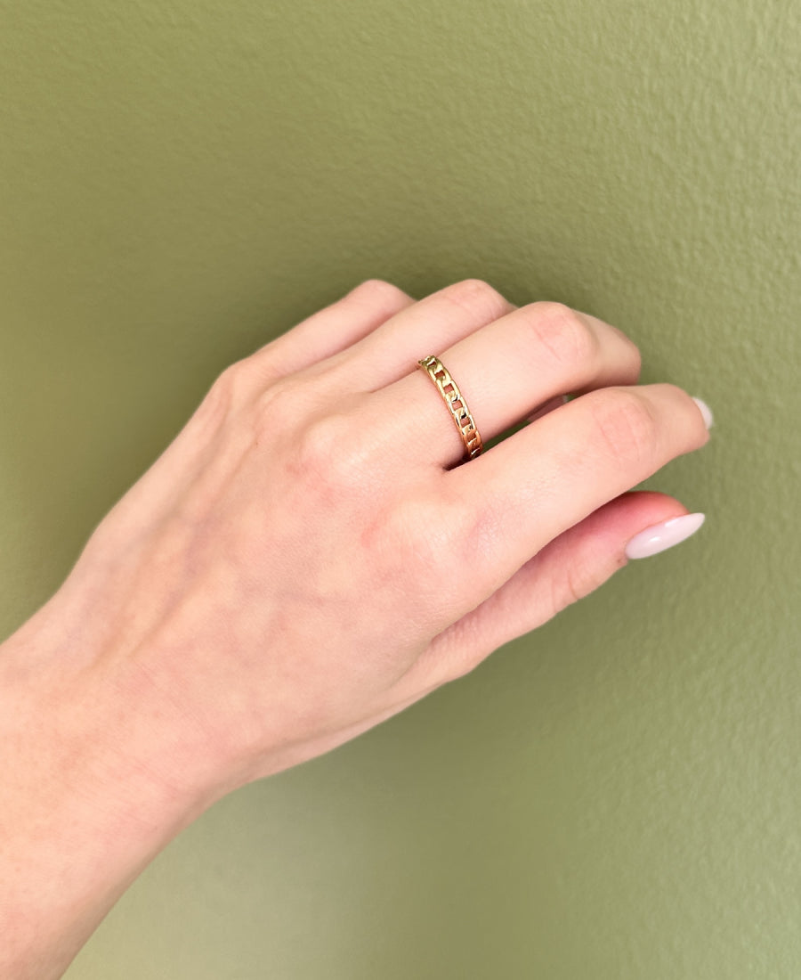 Bague chaîne fine en acier inoxydable - Aura