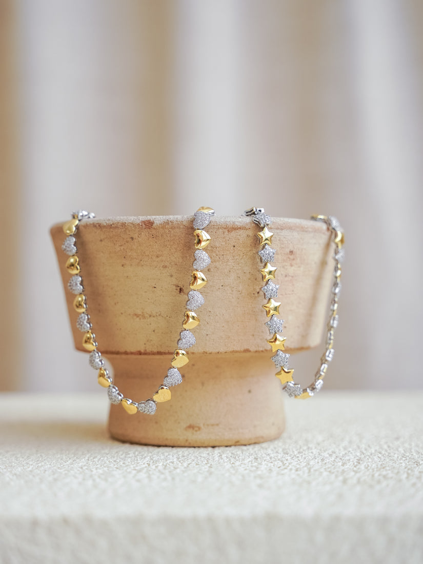 Collier Star doré et zirconium