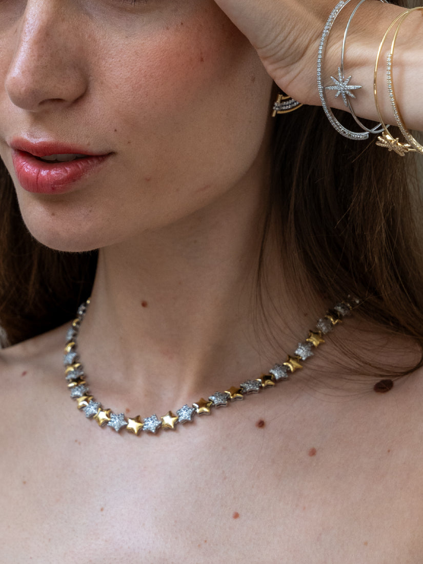 Collier Star doré et zirconium