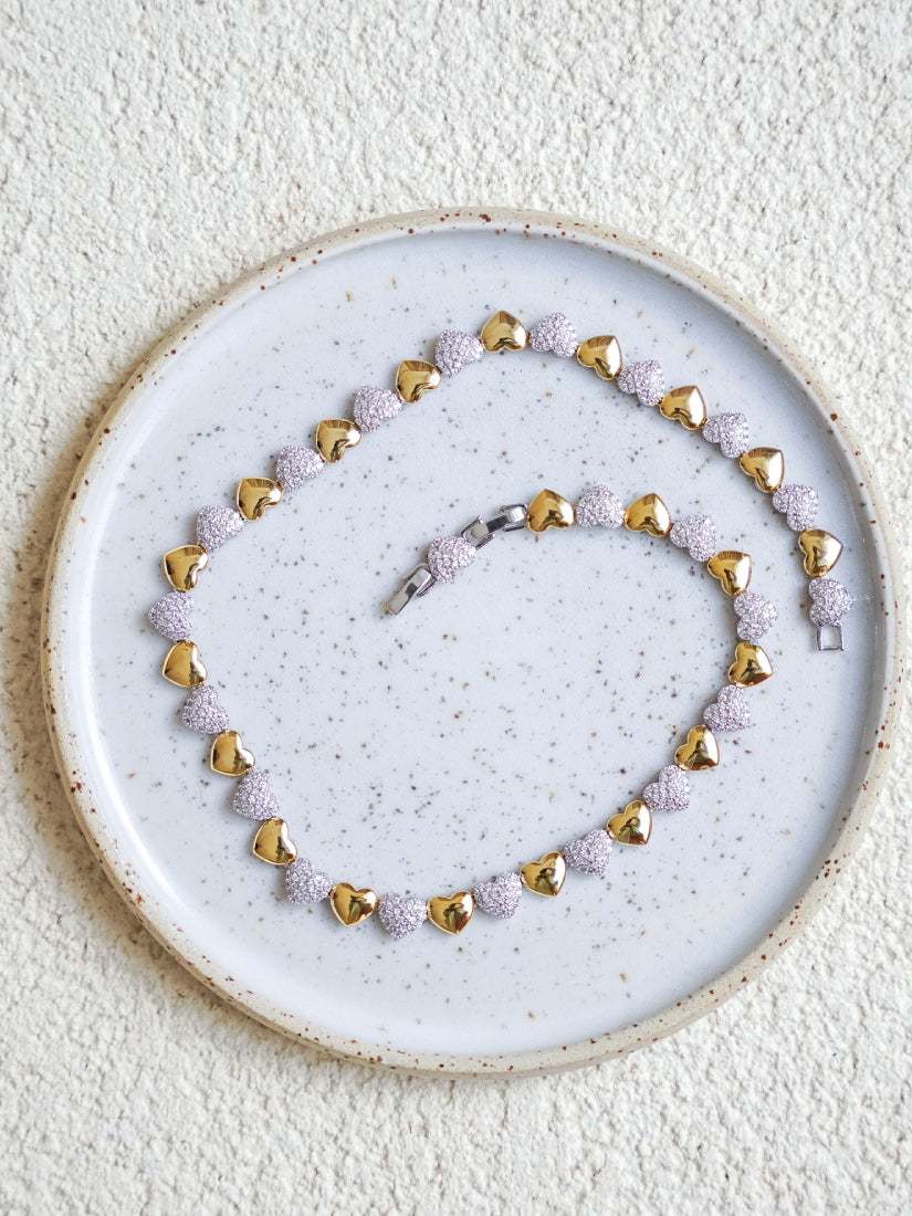 Collier Coeur doré et zirconium