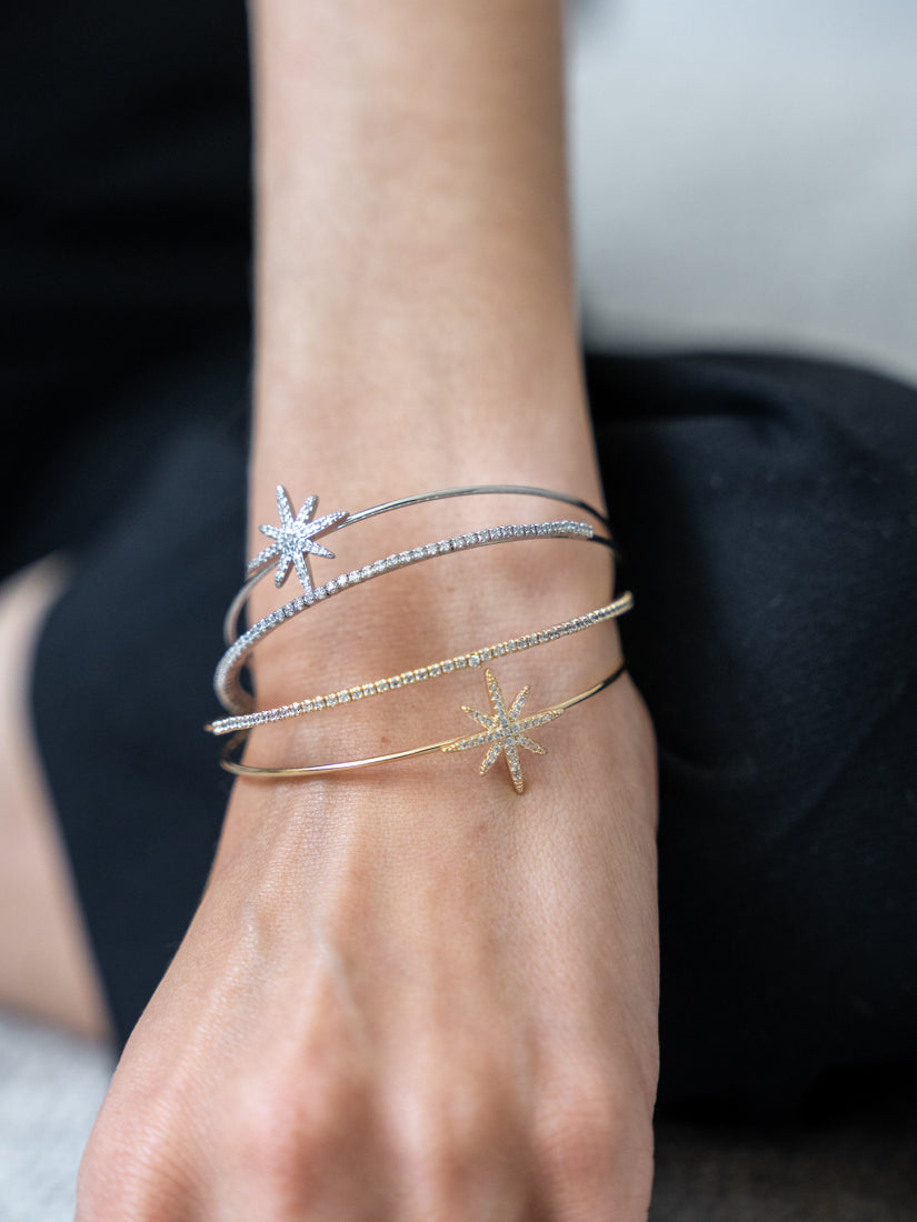 Bracelet Étoile – en laiton plaqué rhodium et zirconium