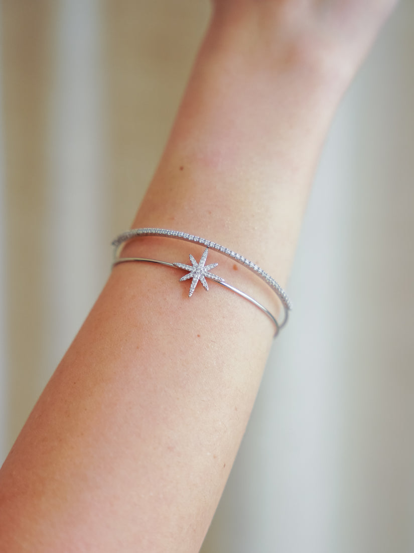 Bracelet Étoile – en laiton plaqué rhodium et zirconium