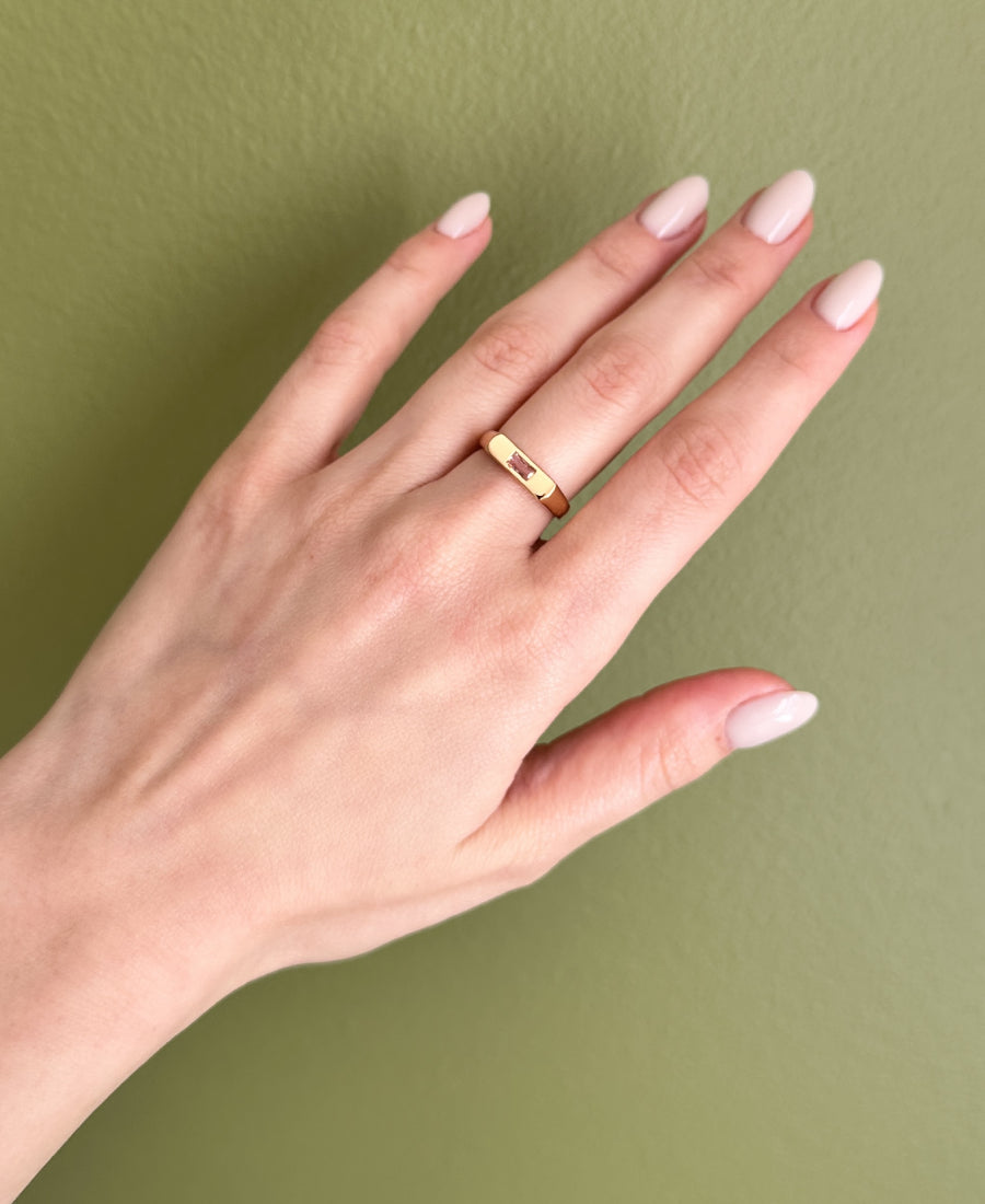 Bague dorée à pierre rose - Sarah
