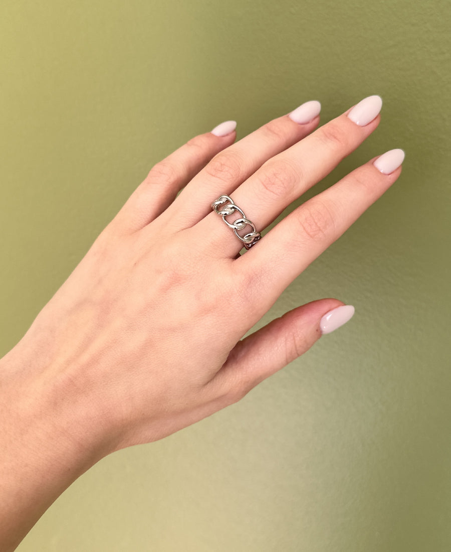 Bague chaîne en acier inoxydable - Nova Argentée