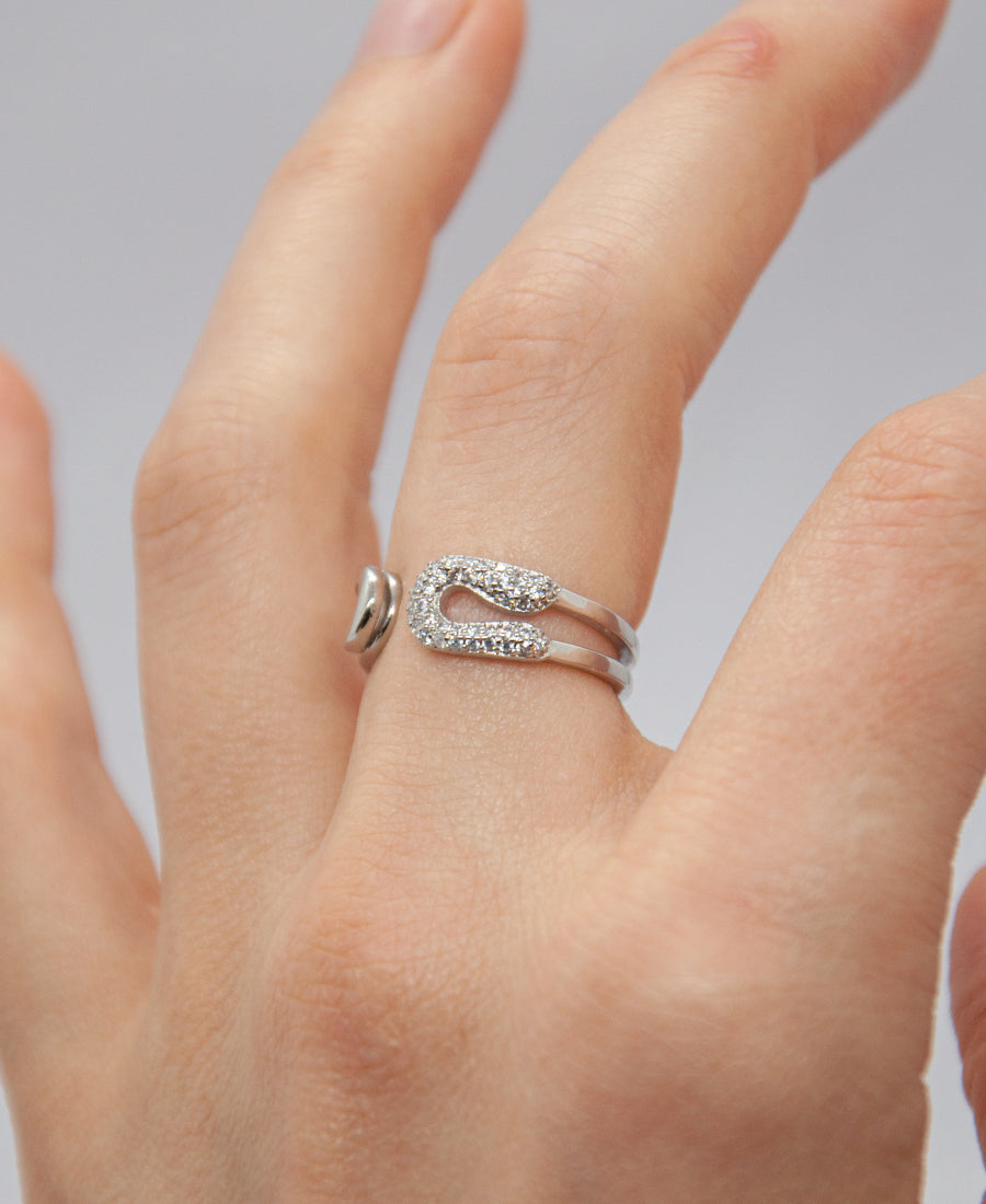 Bague argentée pavée - Livia
