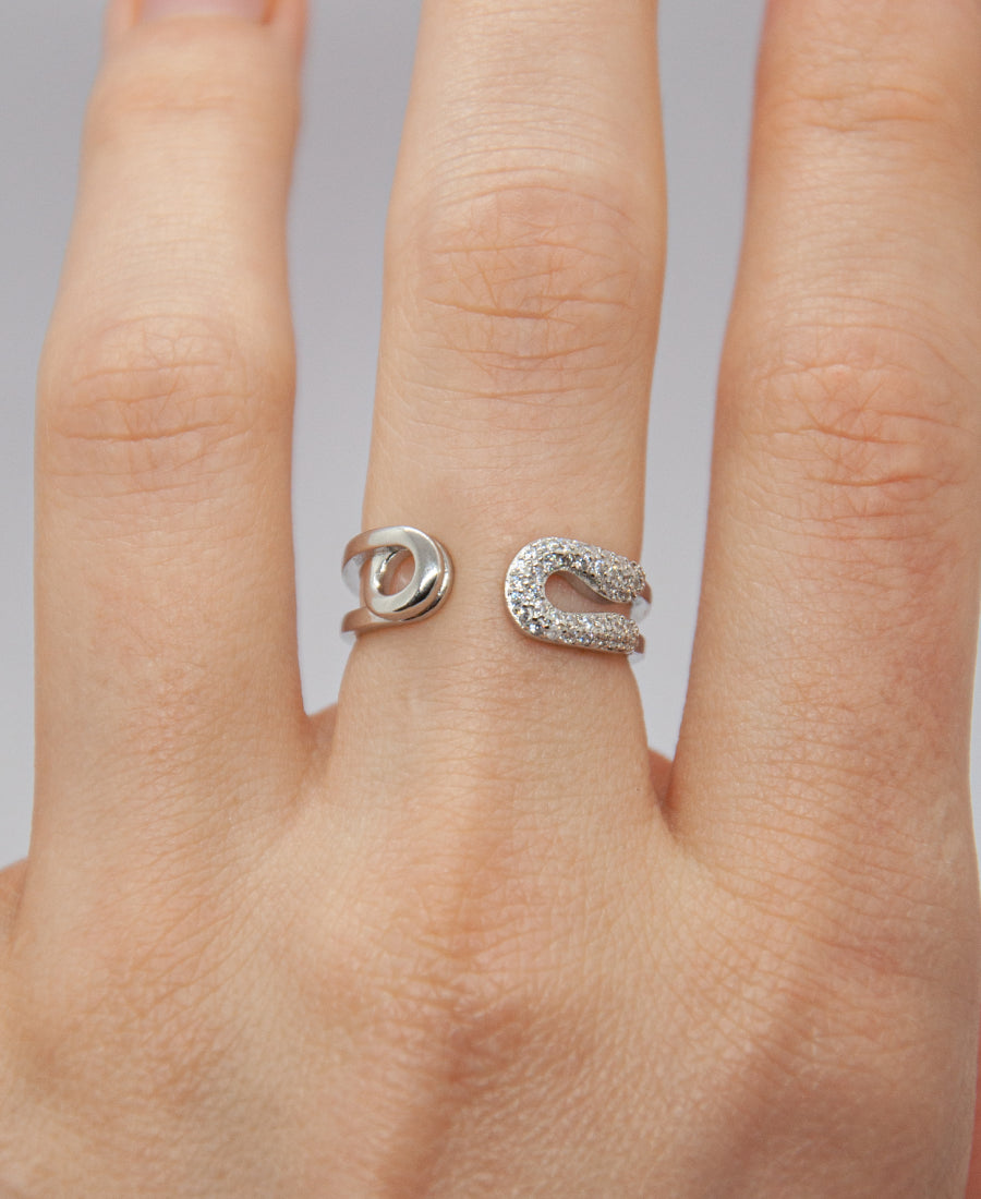 Bague argentée pavée - Livia