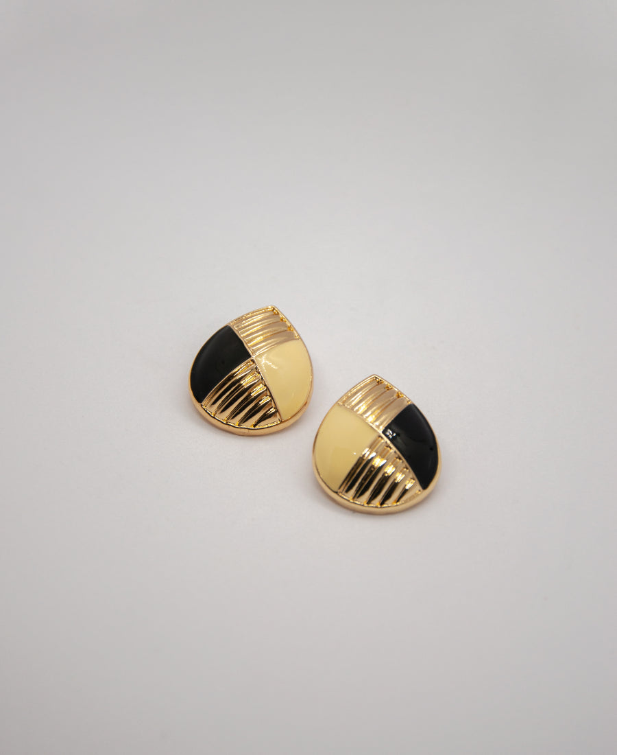 Boucles d’oreilles Leila - Élégance graphique bicolore