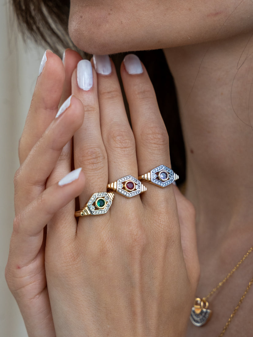 Bague Gaia - Élégance géométrique en trois couleurs
