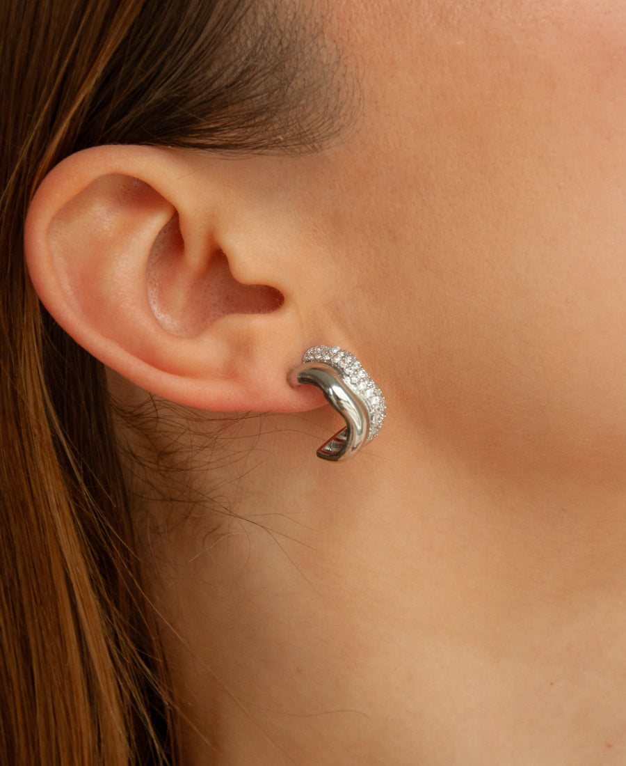 Boucles d'oreilles créoles serties - Angèle