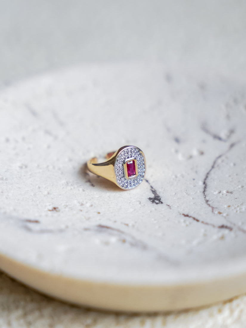 Bague pinky Leandra en acier inoxydable doré – Pour le petit doigt
