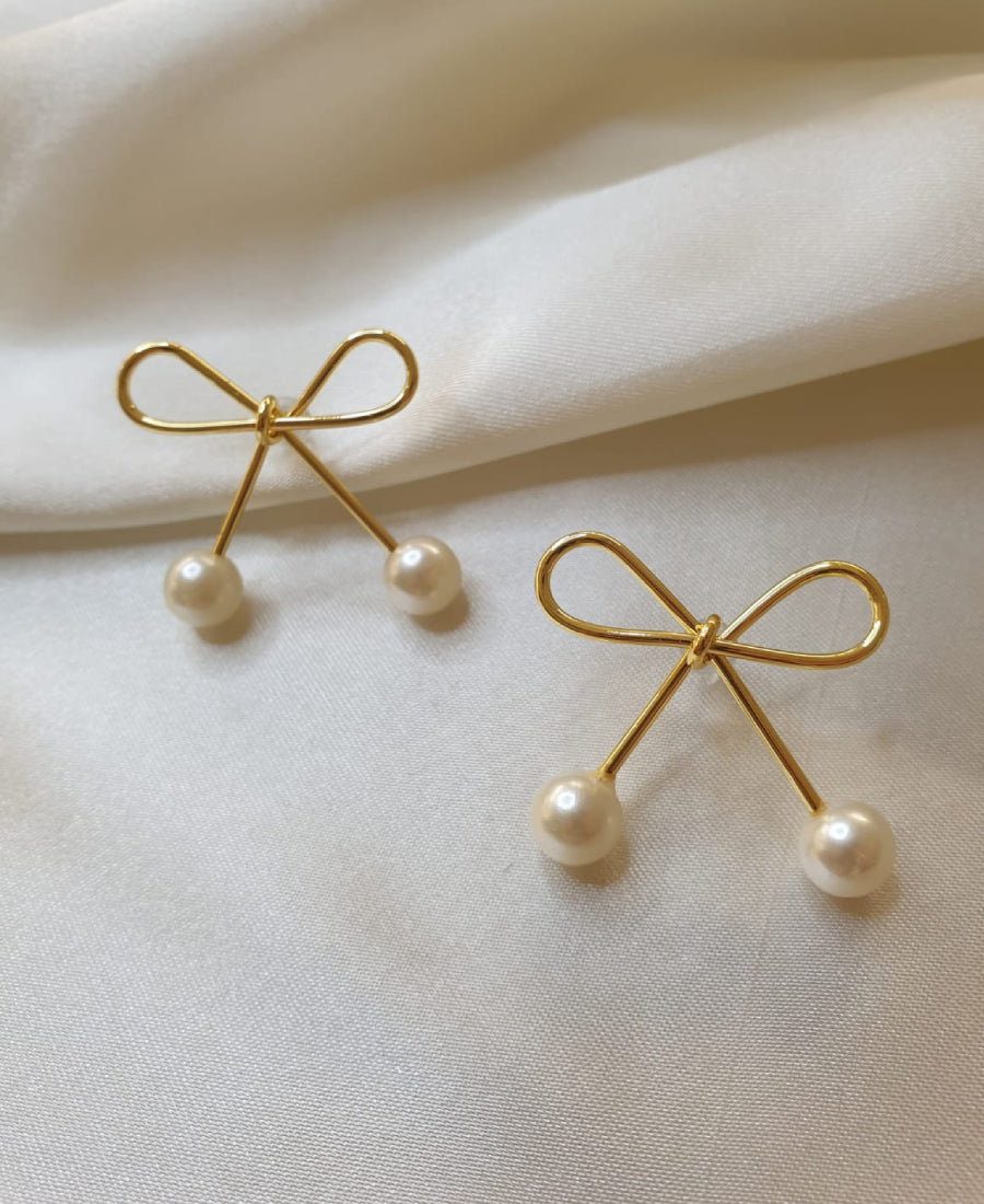 Boucles d'oreilles nœud avec détails perles - Faye