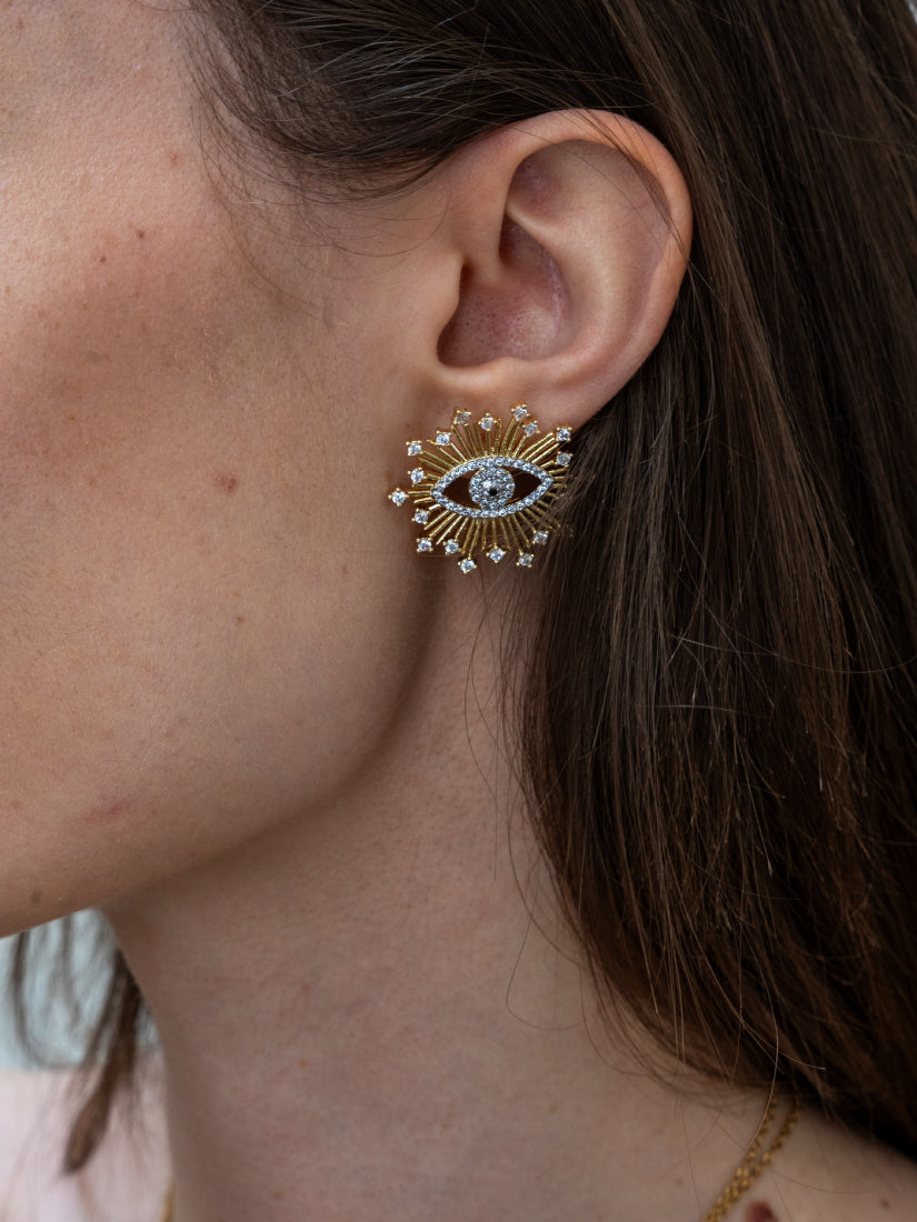 Boucles d’oreilles Thaïs - Design œil et zircons brillants