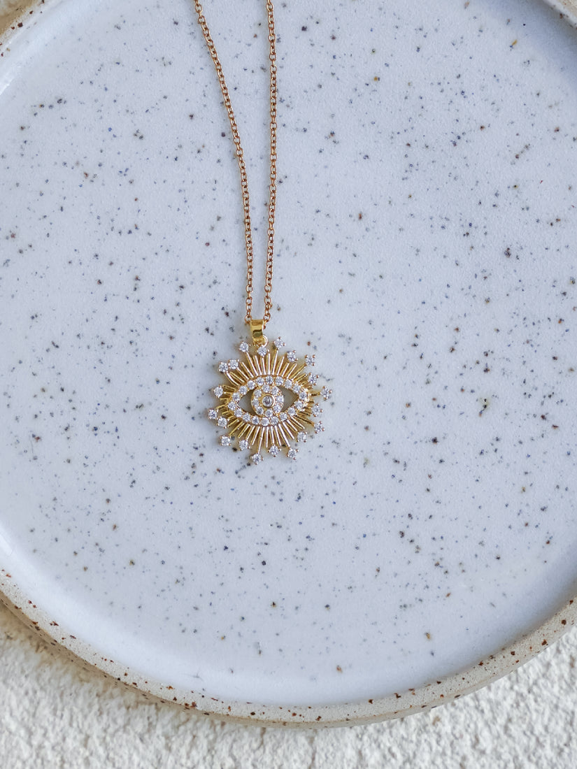 Collier Thais - acier inoxydable doré et zircons