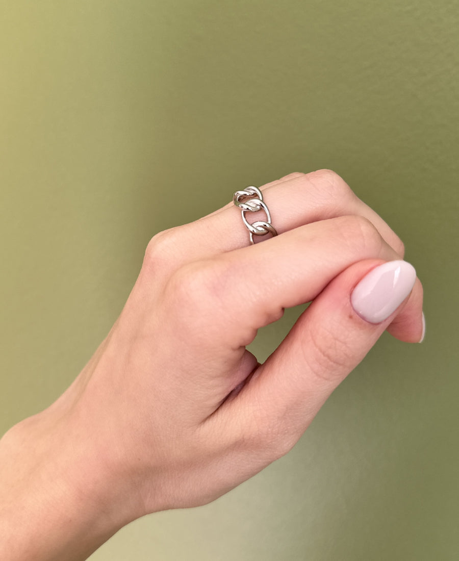 Bague chaîne en acier inoxydable - Nova Argentée