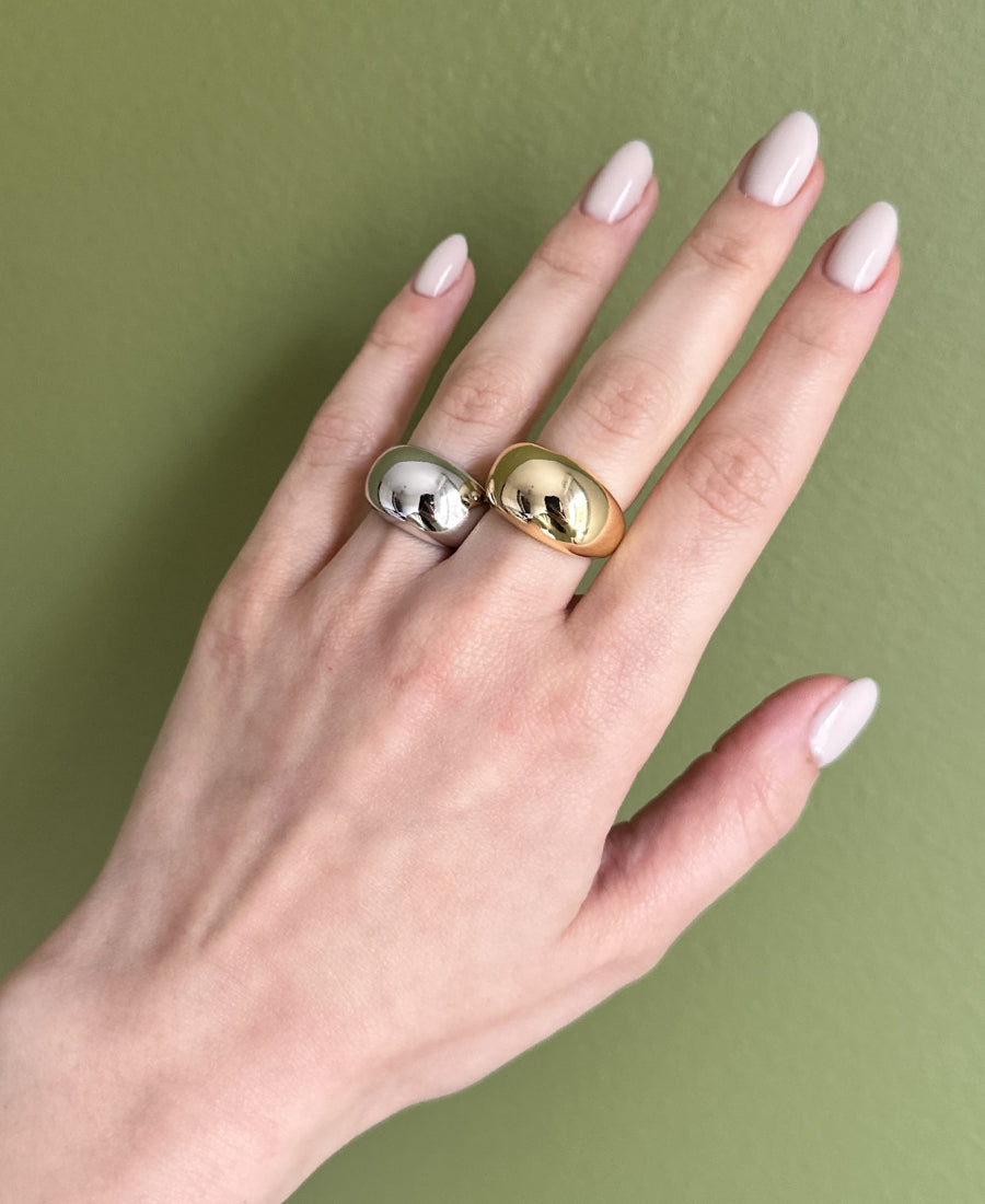 Bague bombée en acier inoxydable - Margaux