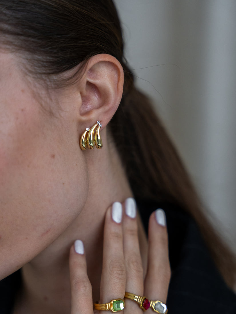Boucles d’oreilles dorées Alba en acier inoxydable
