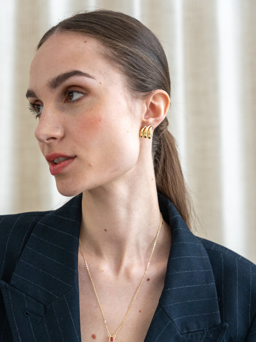 Boucles d’oreilles dorées Alba en acier inoxydable
