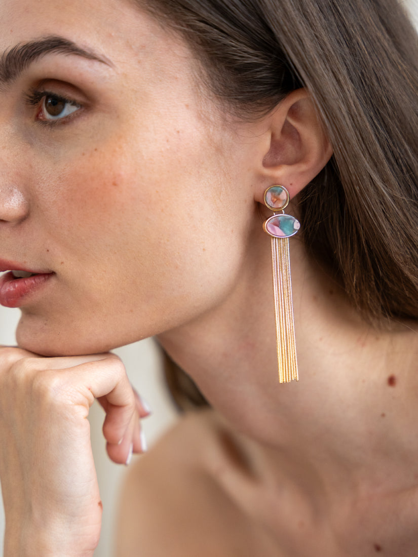 Boucles d’oreilles Nahia en céramique - longues et modernes