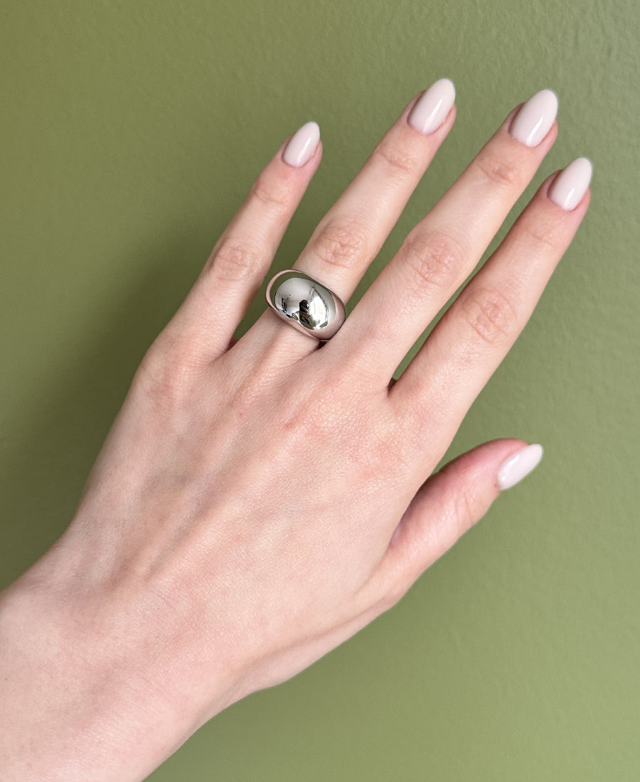 Bague bombée en acier inoxydable - Margaux