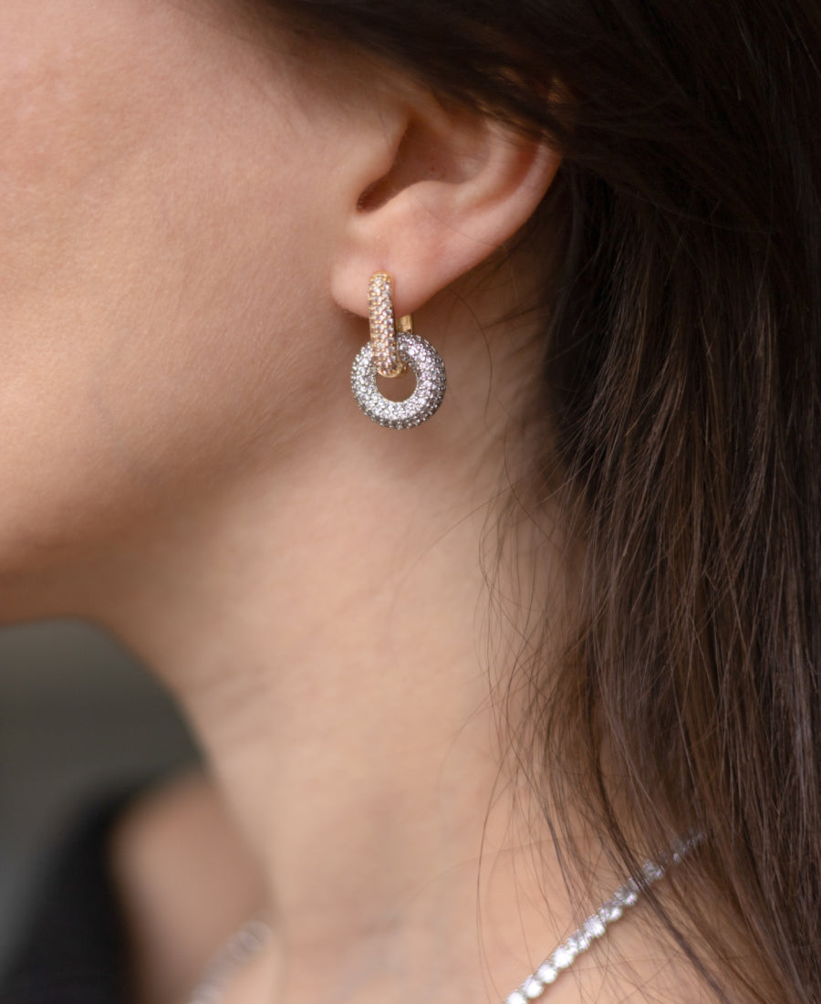 Boucles d'oreilles pavées en cercle - Anaïs