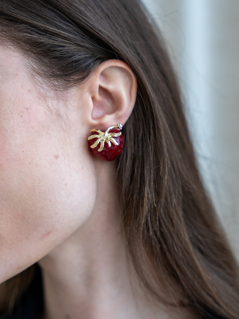 Boucles d’oreilles Fraise en céramique