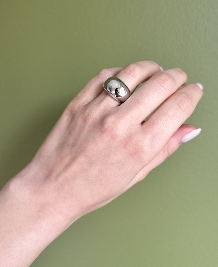 Bague bombée en acier inoxydable - Margaux