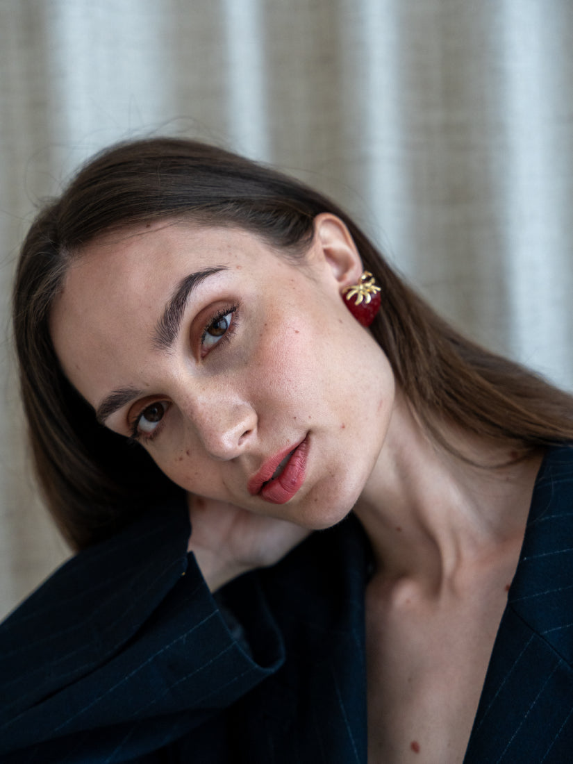 Boucles d’oreilles Fraise en céramique