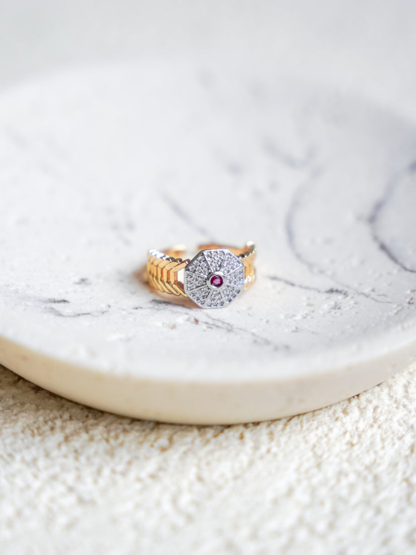 Bague Aurore en acier inoxydable doré