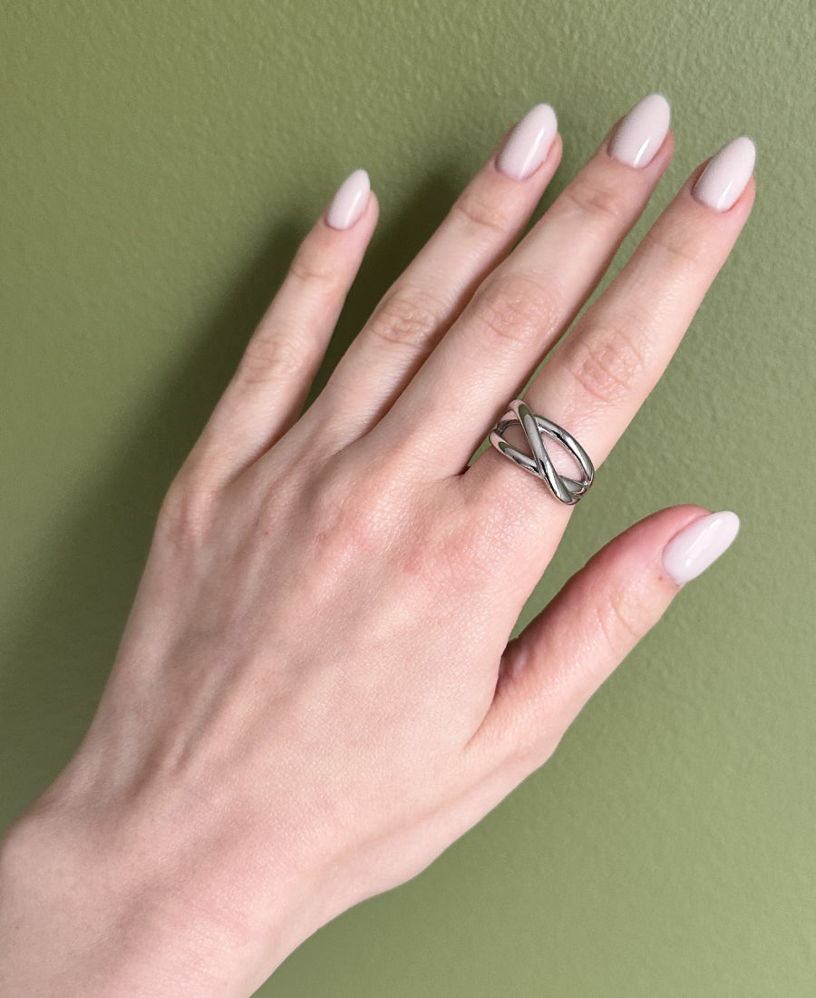 Bague chaîne brillante femme en acier inoxydable - Inès argenté