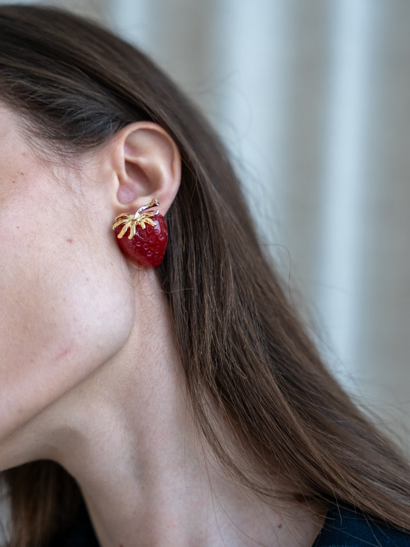 Boucles d’oreilles Fraise en céramique