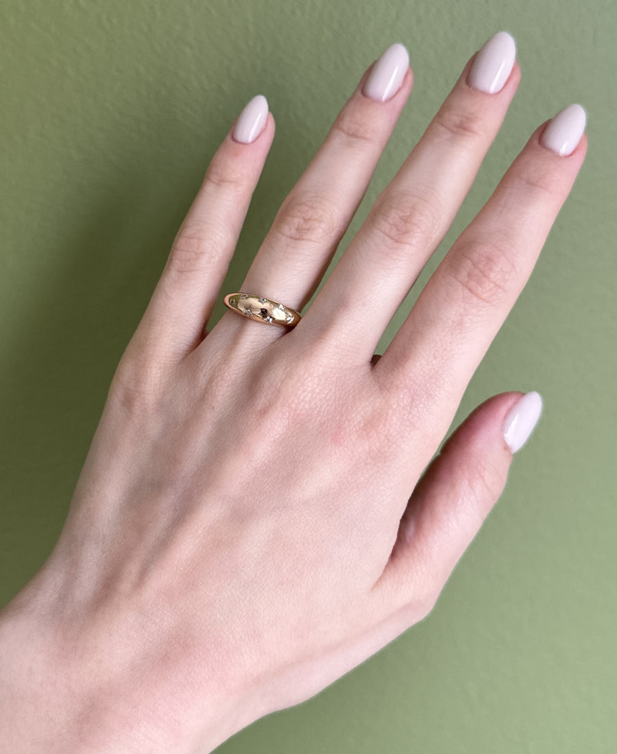 Bague vague sertie en acier inoxydable - Soleil