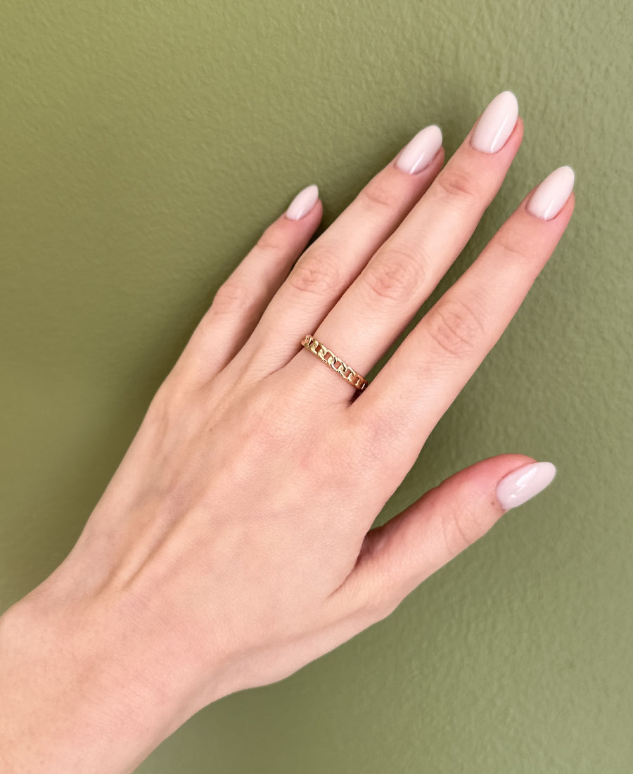 Bague chaîne fine en acier inoxydable - Aura