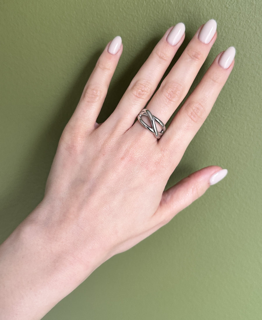 Bague chaîne brillante femme en acier inoxydable - Inès argenté