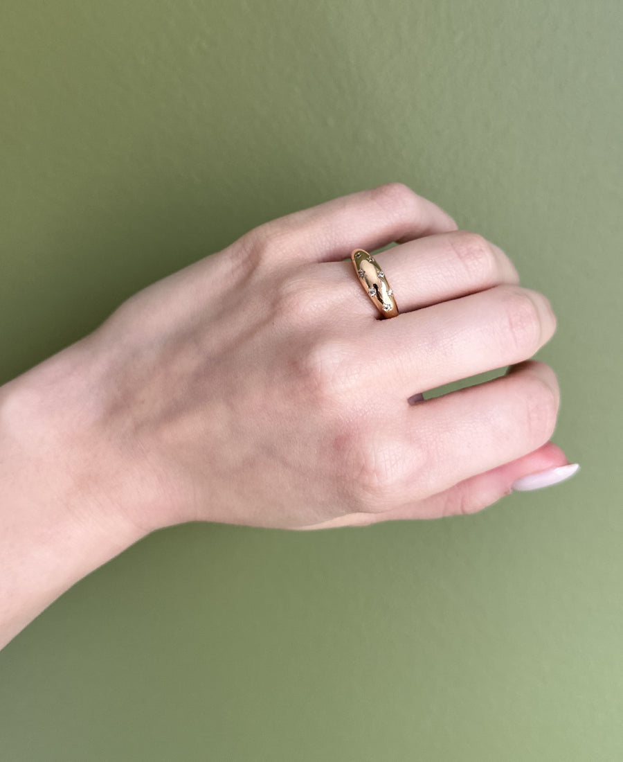Bague vague sertie en acier inoxydable - Soleil