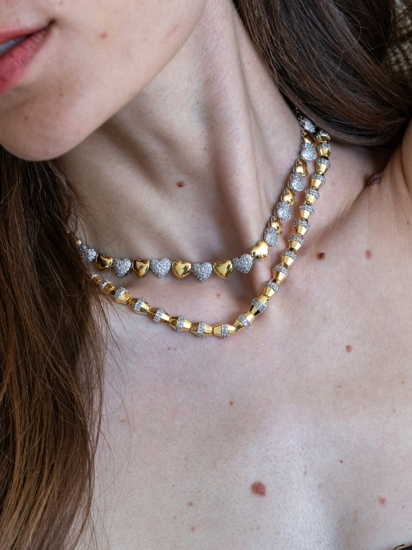 Collier chaîne dorée à maillons larges et zirconiums Elena