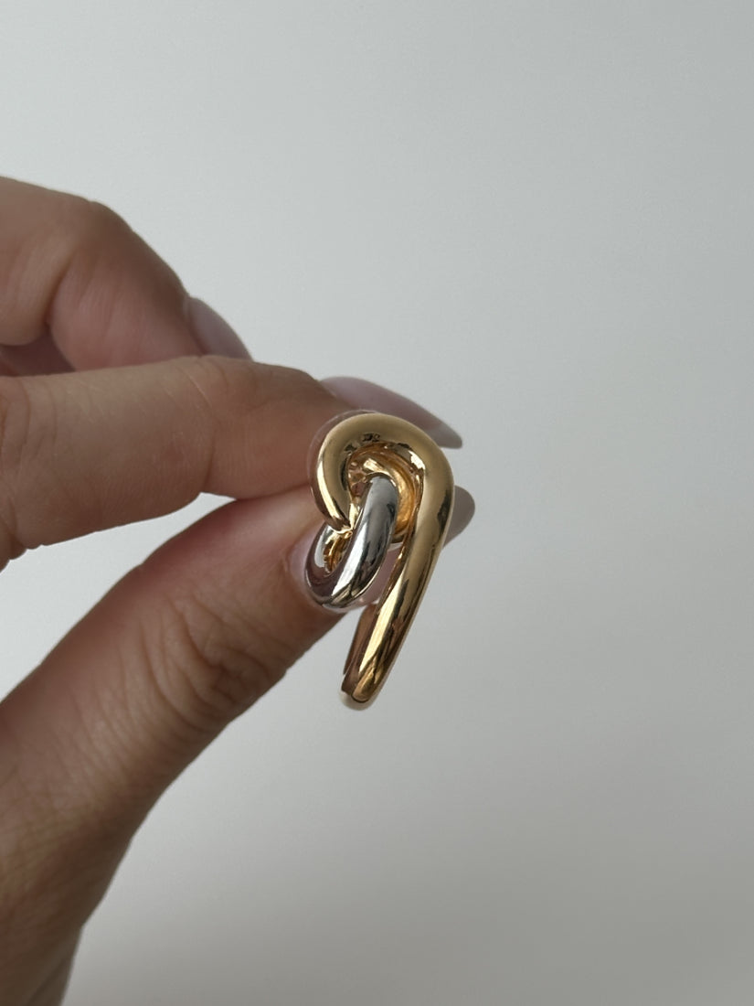 Boucles d'Oreilles Bicolores en Acier Inoxydable - Marie