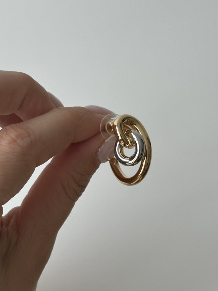 Boucles d'Oreilles Bicolores en Acier Inoxydable - Marie