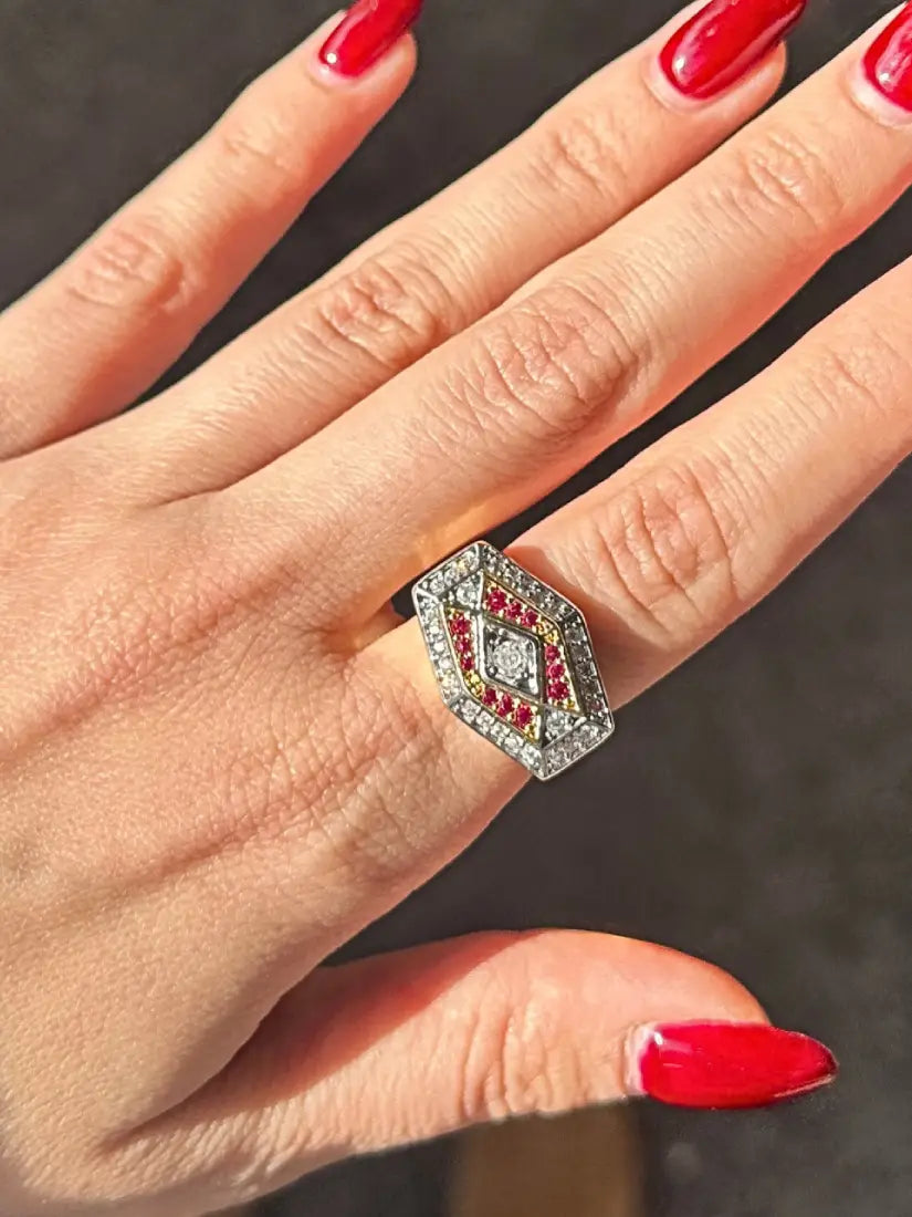 Bague Émera - géométrique en zirconium multicolore