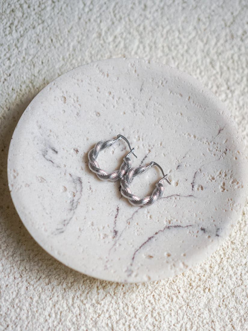 Boucles d'oreilles tressées minimales en acier inoxydable - Amelie