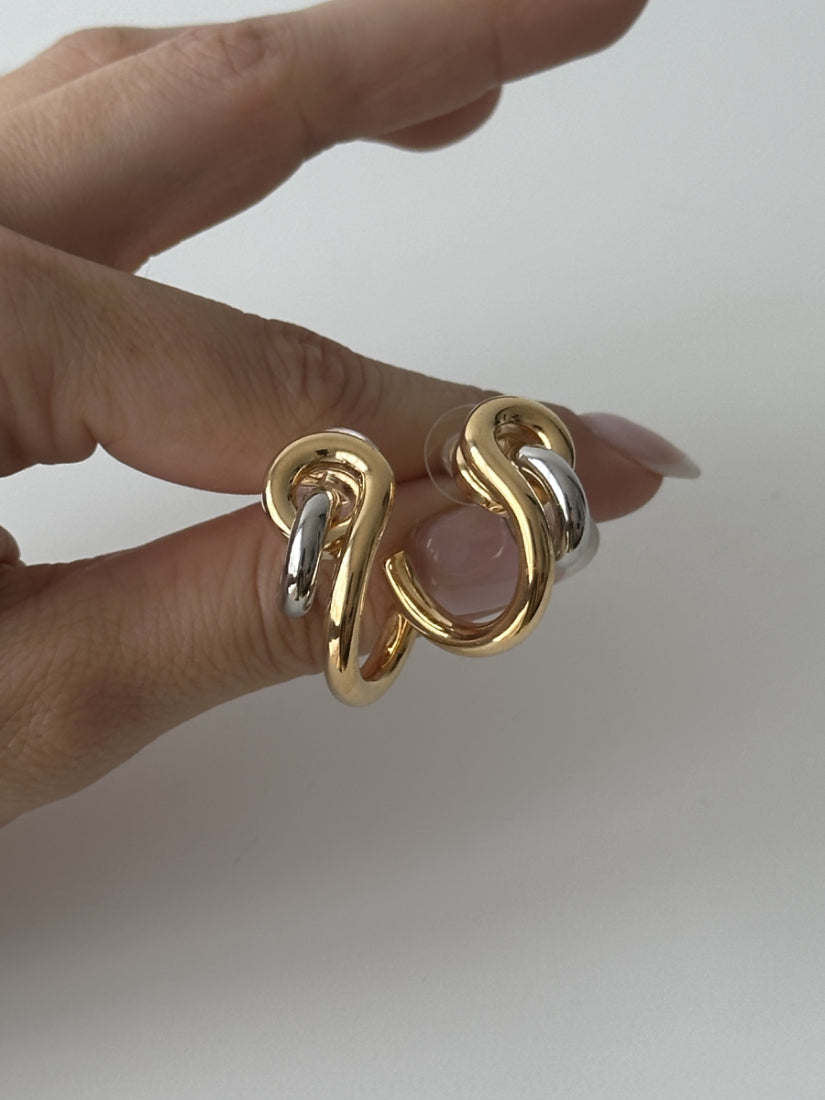 Boucles d'Oreilles Bicolores en Acier Inoxydable - Marie
