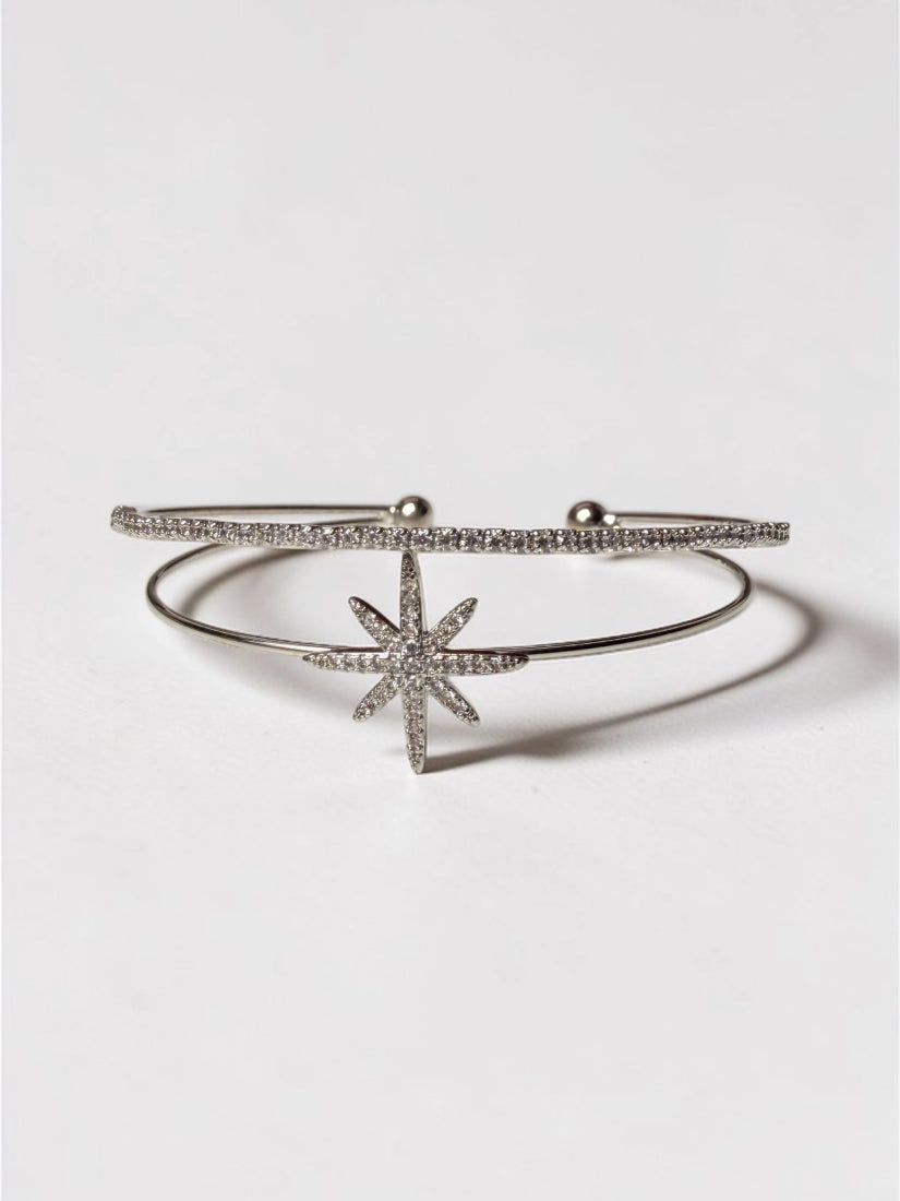 Bracelet Étoile – en laiton plaqué rhodium et zirconium