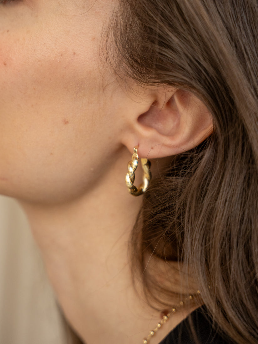 Boucles d'oreilles tressées minimales en acier inoxydable - Amelie